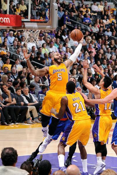 La partita tra i Los Angeles Lakers e i New York Knicks a Los Angeles (Getty Images)